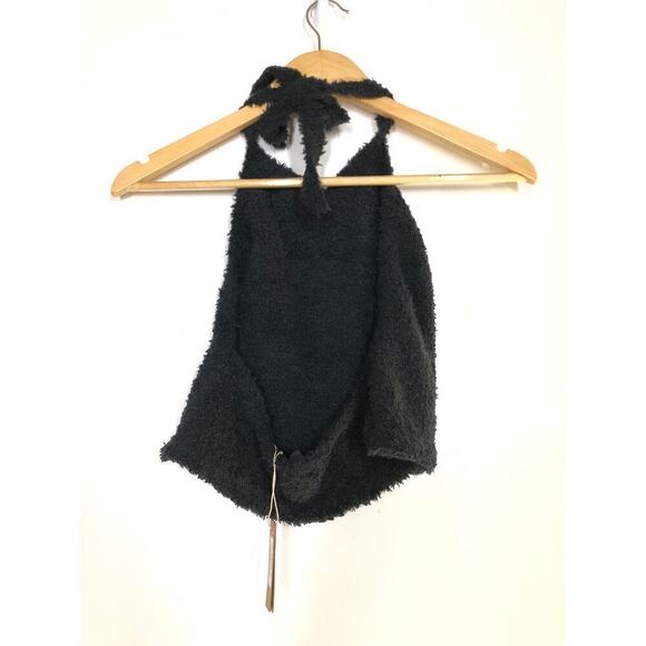SKIMS Cozy Knit Halter Bra Top Tie Neck Bralette in Onyx Black NWT 4X 5X - Picture 7 of 10